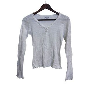 Michael Stars Retroversable White Long Sleeve Henley Top